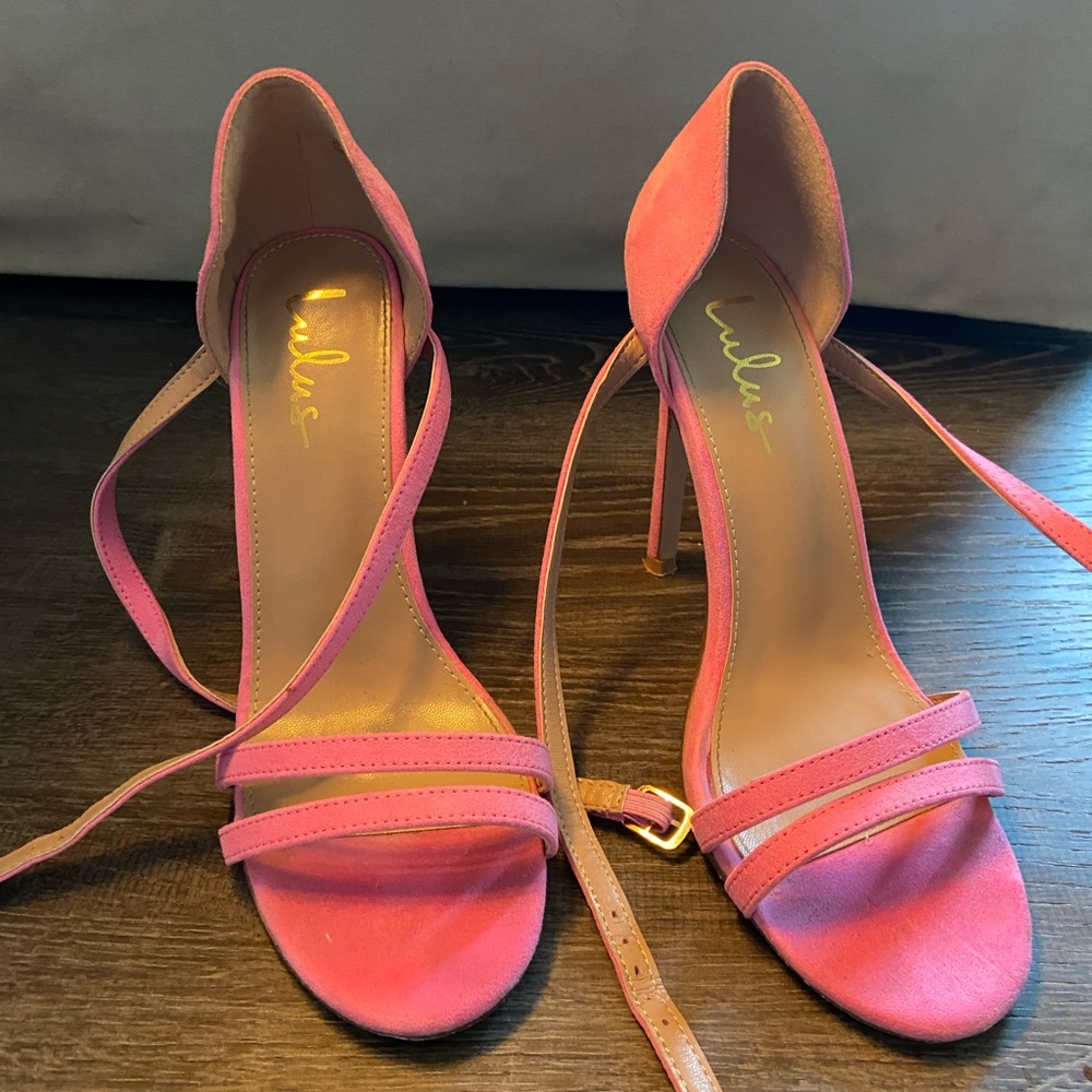 Lulus Serenityy Pink Suede Ankle Strap Heels